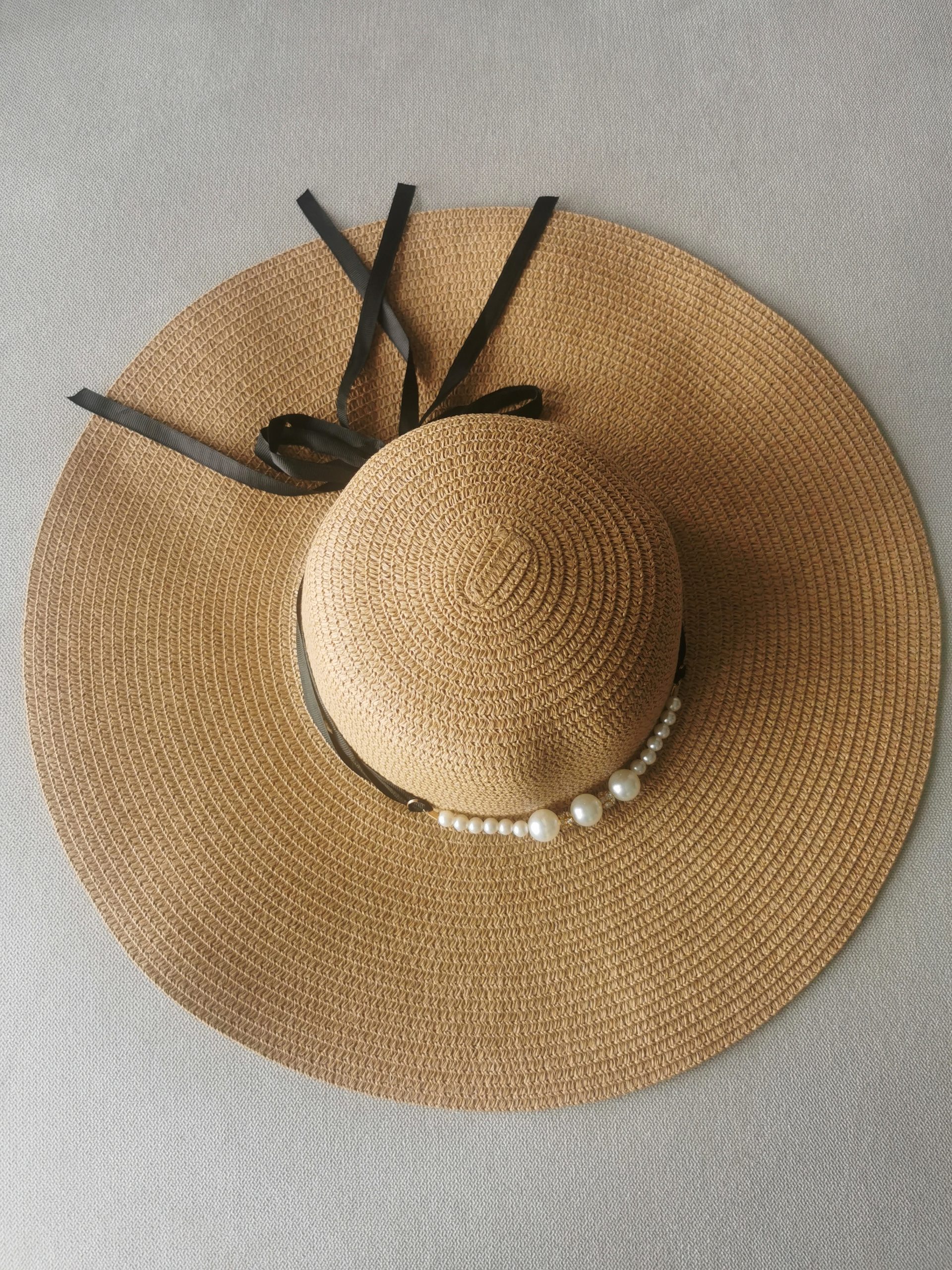 Ladies Tan Pearl & Ribbon Detail Trim Hat – Practically Rustic